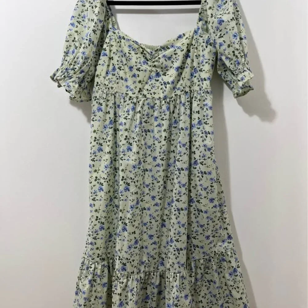 Abercrombie Floral Romantic Summer Coquette Prarie Cottage Midi Dress [size Lp] - Picture 2 of 12
